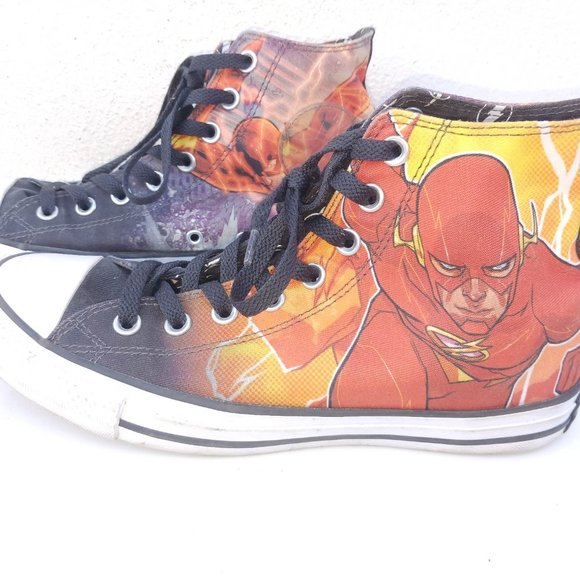 Converse Flash Men's Size 7 Black Red White High Cut Laced Shoes - Picture 4 of 15